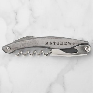 Carved Sweethearts Rustic Birch Wedding Monogram Corkscrew