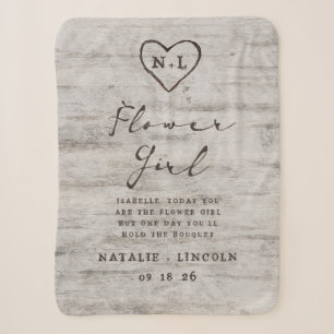Carved Sweethearts Rustic to the Flower Girl Quote Sherpa Blanket