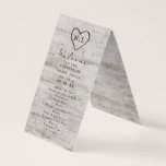 Carved Sweethearts Rustic Wedding Ceremony Program<br><div class="desc">Carved Sweethearts Rustic Birch Wood with Aged Grey & Off White Birch Tree Bark Design, and a distressed patina weathered look. This reclaimed lumber design features the couple's initials carved into the heart shape within the tree. Also, distressed typography country chic fonts, along with an elegant vintage handwriting script font....</div>
