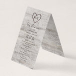 Carved Sweethearts Rustic Wedding Ceremony Program<br><div class="desc">Carved Sweethearts Rustic Birch Wood with Aged Grey & Off White Birch Tree Bark Design, and a distressed patina weathered look. This reclaimed lumber design features the couple's initials carved into the heart shape within the tree. Also, distressed typography country chic fonts, along with an elegant vintage handwriting script font....</div>