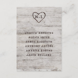 Carved Sweethearts Seating Wedding Table Numbers