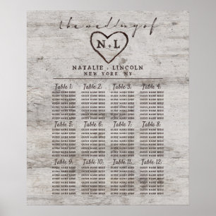 Carved Sweethearts Wedding Table Seating Chart