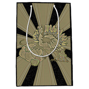 Carved Thanksgiving Turkey - Medium Gift Bag