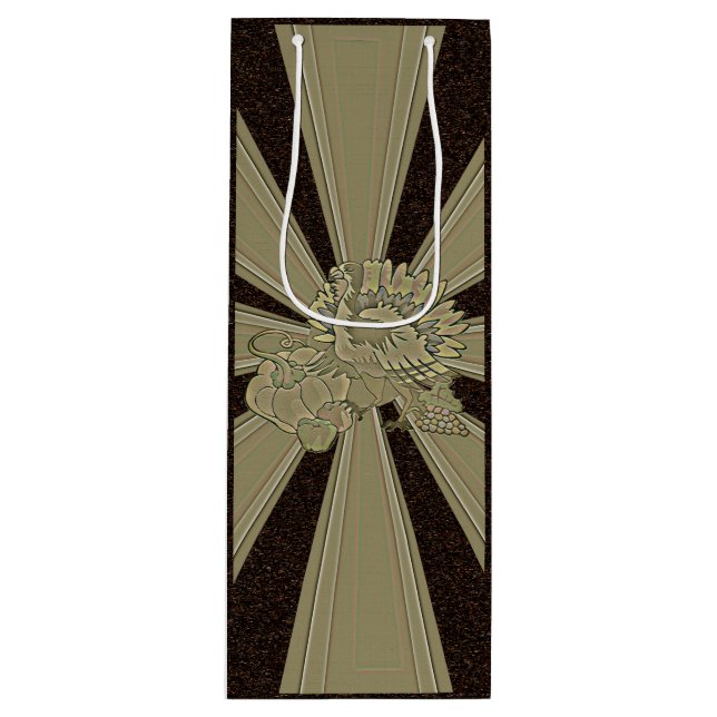 Carved Thanksgiving Turkey - Wine Gift Bag (Front)