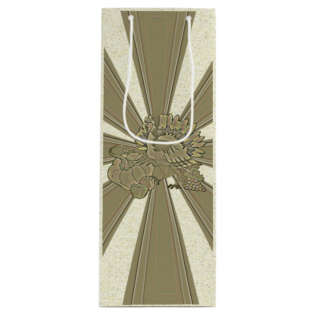 Carved Thanksgiving Turkey - Wine Gift Bag (Front)