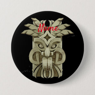 Carved Tiki Sculpture Thunder 7.5 Cm Round Badge