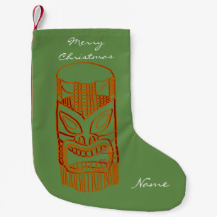 Carved Tiki Sculpture Thunder_Cove Small Christmas Stocking