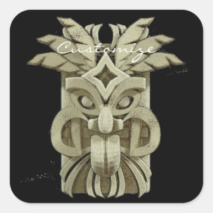 Carved Tiki Sculpture Thunder_Cove Square Sticker