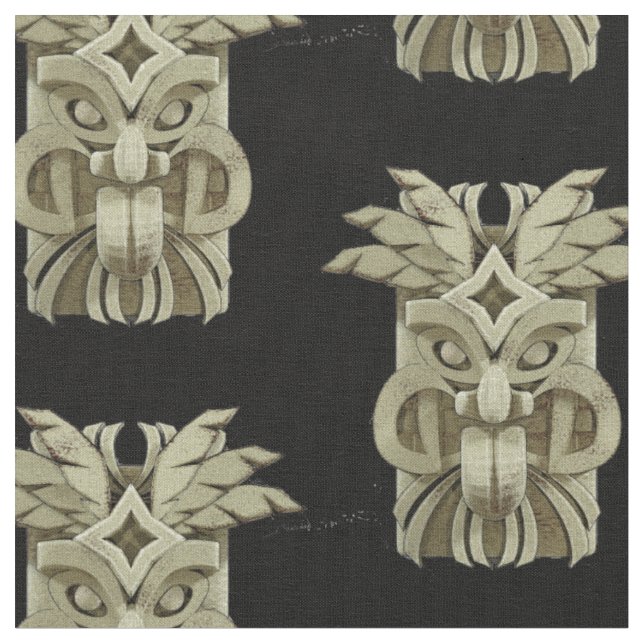 Carved Tiki Sculpture Thunder Fabric (Close Up)