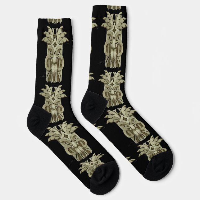 Carved Tiki Sculpture Thunder Socks (Right)