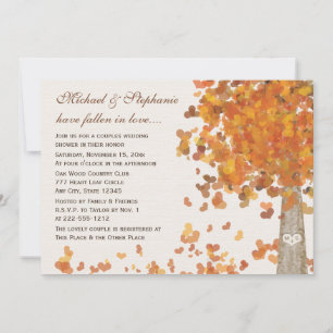 Carved Tree Fall Couples Shower Invitations
