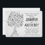 carved tree modern engagement party invitations<br><div class="desc">Simple modern black and white love tree engagement party invitation with carved heart and your initials.</div>