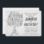 carved tree modern engagement party invitations<br><div class="desc">Simple modern black and white love tree engagement party invitation with carved heart and your initials.</div>