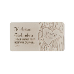 carved tree wedding address labels