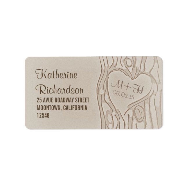 carved tree wedding address labels (Front)