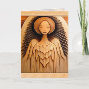 Carved Wood Angel Graphic Arts Card