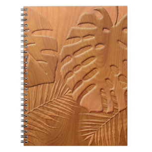 Carved Wood Foliage Faux Print Notebook