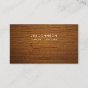 Carved Wood Hammer Nail Woodworking Carpentry Business Card