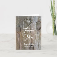 Carved Wood Heart Wedding Thank You