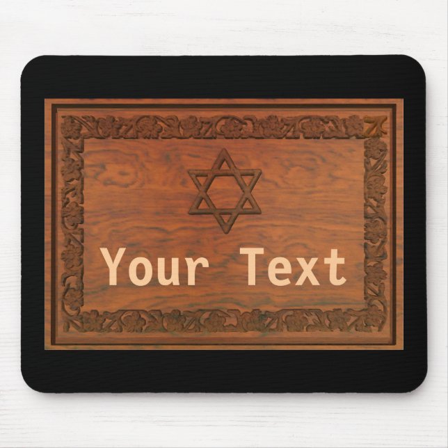 Carved Wood Star Of David Mouse Pad (Front)