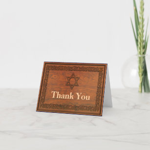 Carved Wood Star Of David Thank You Card