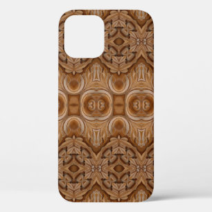 Carved wood wall closeabstract, ancient, antique, iPhone 12 case