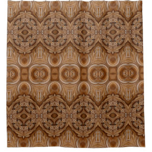 Carved wood wall closeabstract, ancient, antique, shower curtain