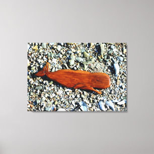 carved wood whale wrapped canvas