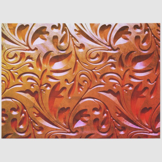 Carved wood woodgrain look elegant abstract brown  tissue paper (Front)
