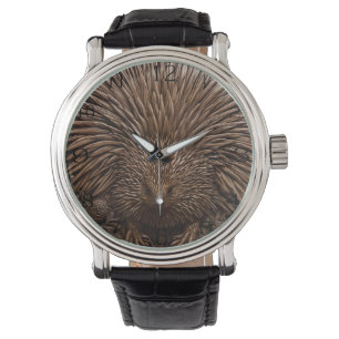 Carved Wooden Australian Echidna Print, Watch