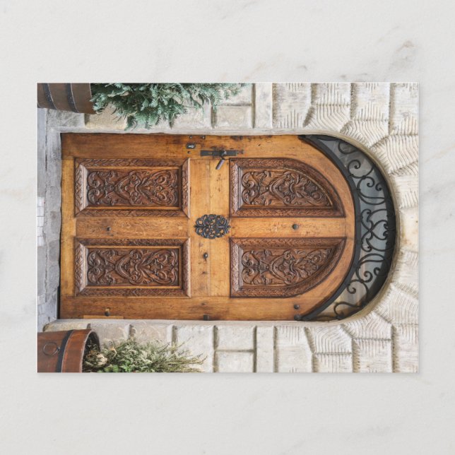 Carved Wooden Door Postcard (Front)
