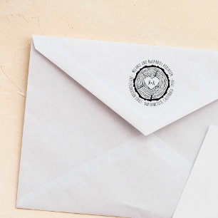 Carved Wooden Heart Rustic Wedding Return Address Self-inking Stamp