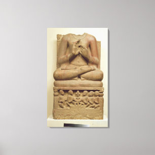 Carving of Buddha in the attitude of preaching a s Canvas Print