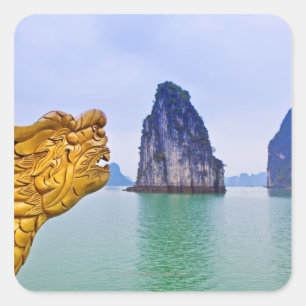 Carving of Dragon, on bow of boat, with Square Sticker
