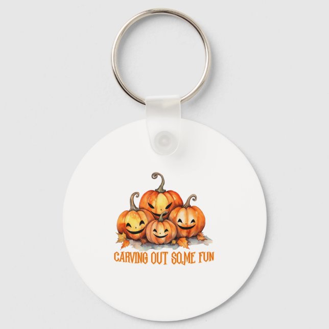 Carving Out Some Fun Halloween Decor Premium _1  Key Ring (Front)