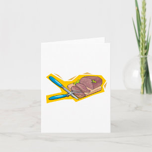 Carving Roast Beef with Fork and Knife Card