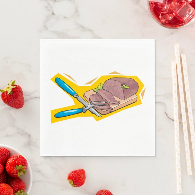 Carving Roast Beef with Fork and Knife Napkin (Creator Uploaded)