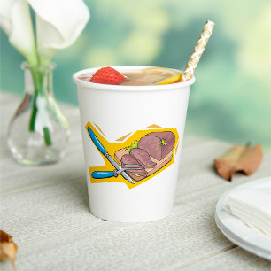 Carving Roast Beef with Fork and Knife Paper Cups