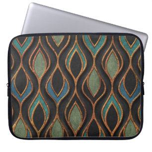 Carving Waves: Bronze Copper Texture Laptop Sleeve