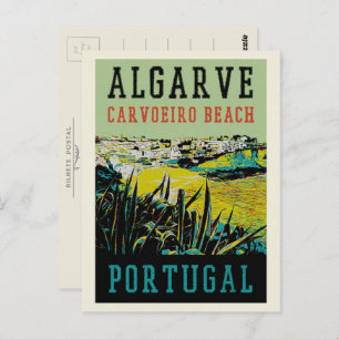 Carvoeiro beach illustration Algarve Portugal Postcard