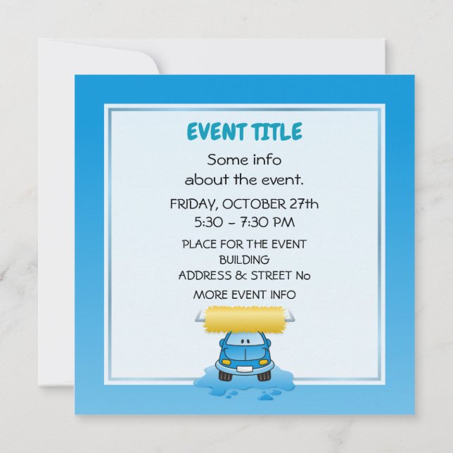Carwash Cartoon Invitation (Back)