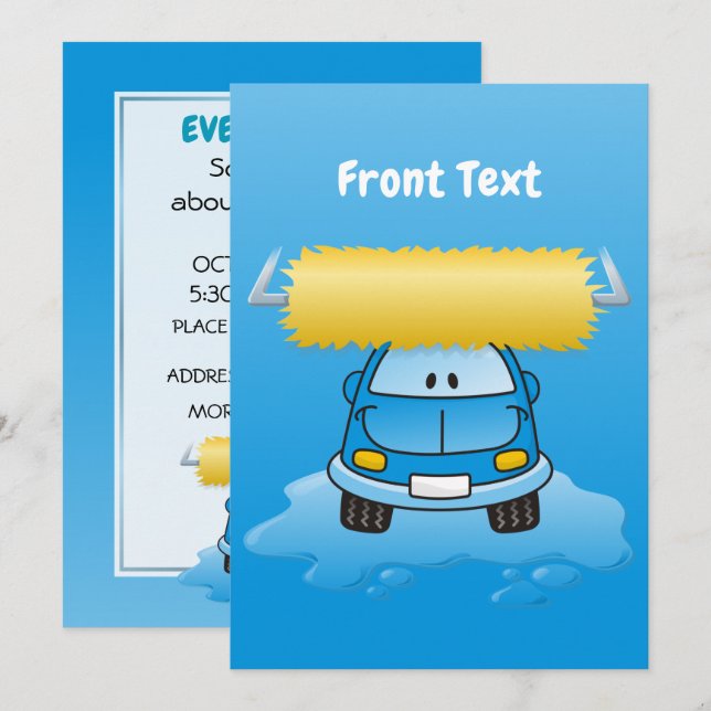 Carwash Cartoon Invitation (Front/Back)