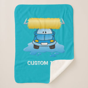 Carwash Cartoon Sherpa Blanket