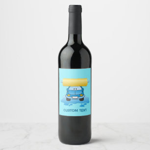 Carwash Cartoon Wine Label