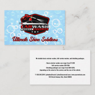 Carwash Mobile Detailing Soap Bubbles Business Card