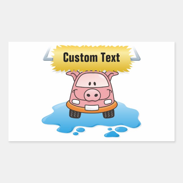 Carwash Pig Rectangular Sticker (Front)
