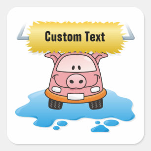 Carwash Pig Square Sticker