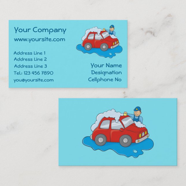 Carwashing Man Business Card (Front/Back)