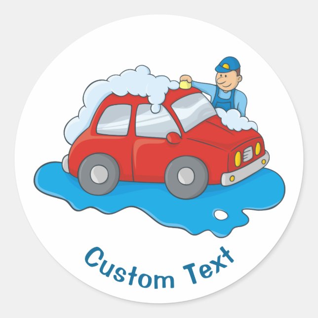 Carwashing Man Classic Round Sticker (Front)