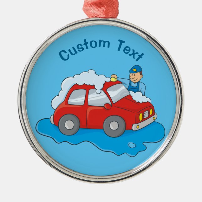 Carwashing Man Metal Tree Decoration (Front)